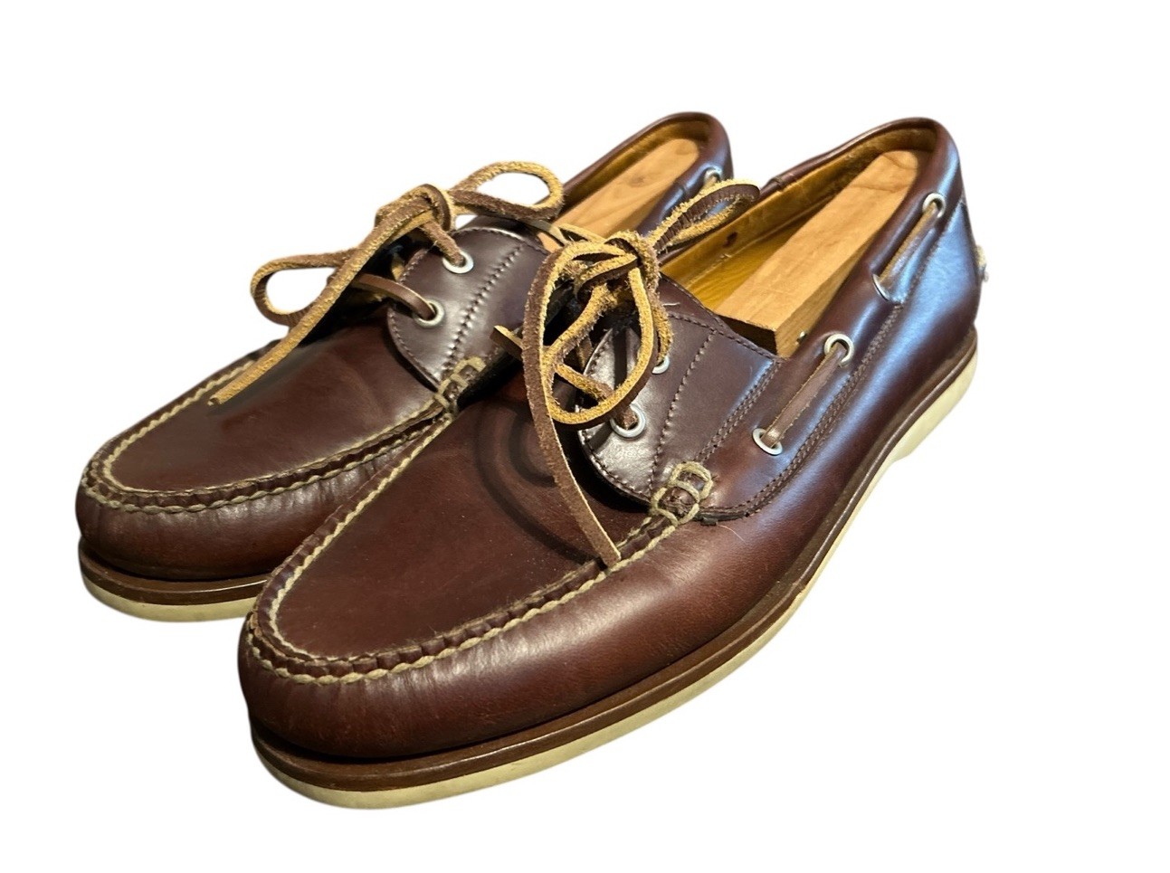 SAOLA Scarpe da barca Polo Ralph Lauren vintage uomo suola Vibram pelle marrone taglia 10 5D