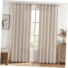 Faux Curtains 84 Inch Length 2 Panels Natural 42"W x 84"L Pack of 2 Linen
