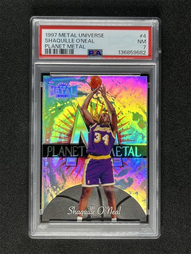 1997 SkyBox Metal Universe Shaquille O'Neal #4 Planet Metal Lakers PSA 7 NM