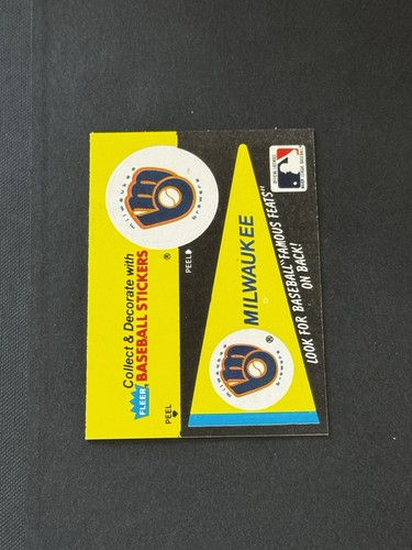 !!️BACK TO SCHOOL!!️1986 Fleer Famous Feats Milwaukee Brewers (2) Aufkleber