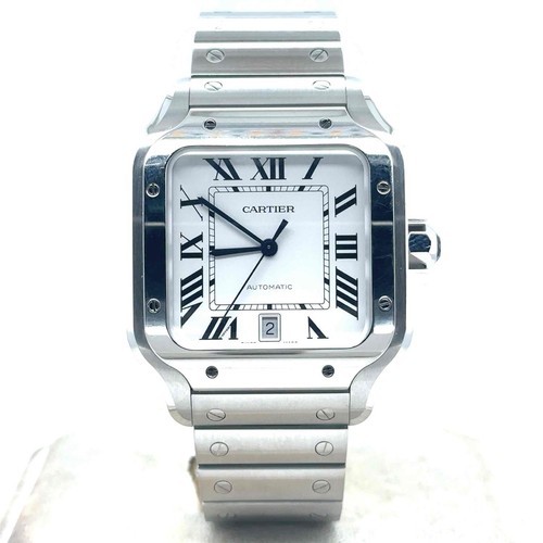 Cartier Santos Large Model Automatic Stainless Steel White Dial Men's WSSA0018