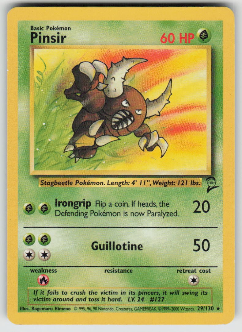 Pinsir 29/130 Rare Base Set 2 Pokemon Moderately Played