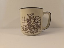 Vintage Strawberry Shortcake Coffee Mug Japan Brown Cream Teacup "A Letter"