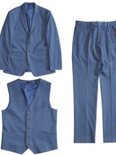 Denim Blue Mens Suits Regular Fit Fashion Business Party Classic Jackets Pant