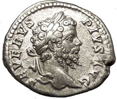 SEPTIMIUS SEVERUS Veiled with branch 202AD Silver Ancient Roman Coin  i53235