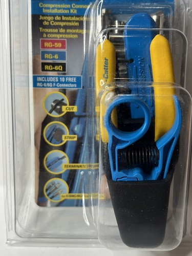 Ideal Compression Connector Installation Kit w/ 10 RG-6/6Q F Connectors 33-622T - Picture 2 of 8