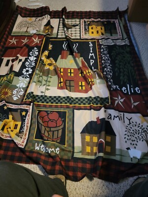 PRIMITIVE SHOWER CURTAIN PLUS HOOKS EC
