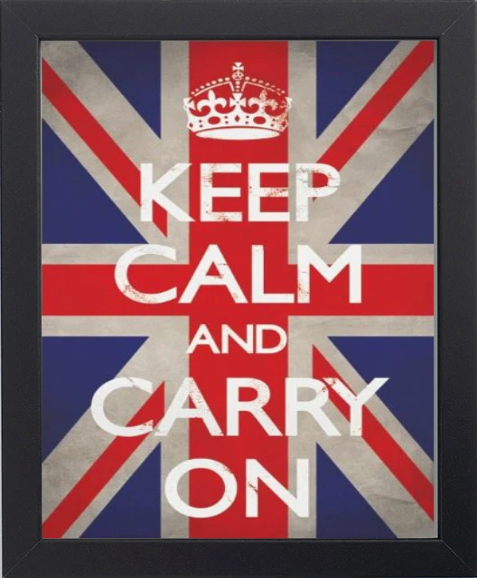 Impression encadrée du drapeau britannique Keep Calm and Carry On