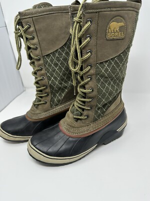 Sorel Boots Sorel Quilted Wool Green Brown Winter Waterproof  display picture 2