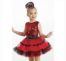 Weissman Dance Costume Red Jazz Tap Pageant Sequin Tutu Dress
