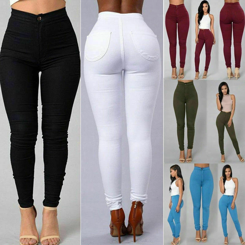 Jeans De Pantalones de moda Cintura alta Vaqueros Ropa delgado | eBay