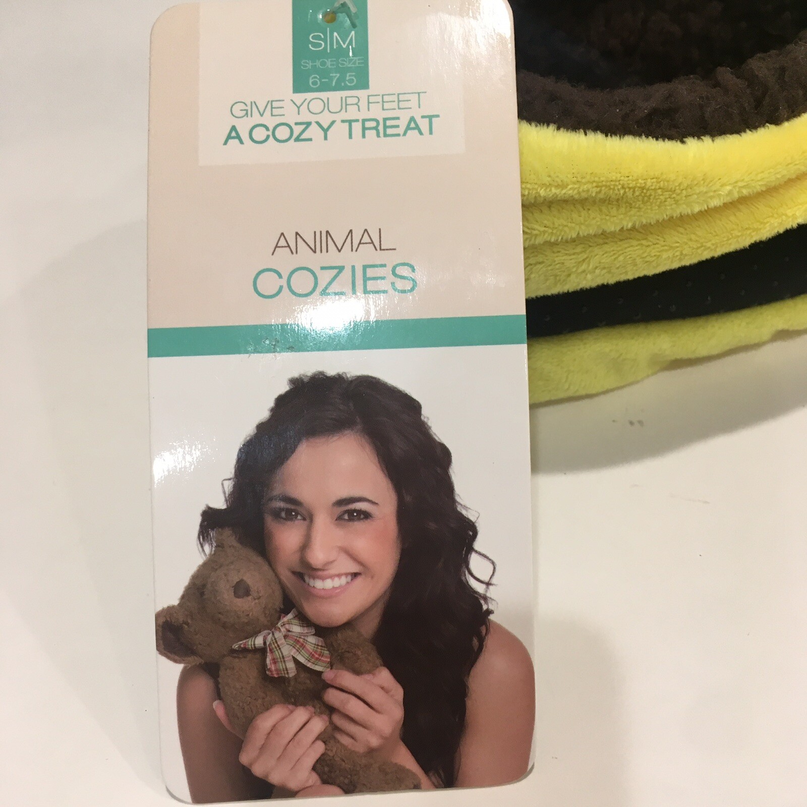 PANTOFOLA D’ORO Pantofole donna a forma di cane taglia 6 7 5 gialle animali cozies foderate sherpa NUOVE