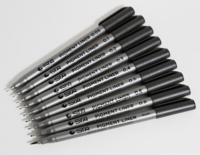 STA® 8050 Fineliner Pens, Piece Set Fine Nibs Plus Brush Nib 