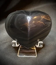 Chunky Obsidian Pyramid Heart With Stand 155 Grams