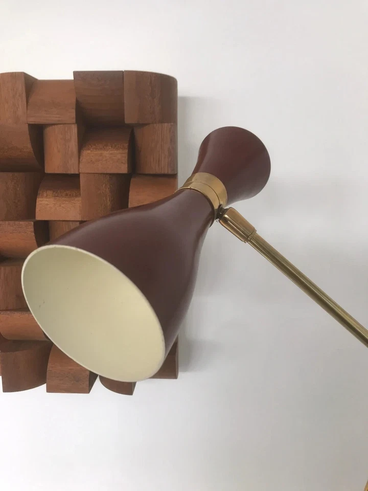 Lámpara de escritorio italiana mediados de siglo estilo stilnovo hecha a mano latón y metal para el hogar Foto 4 de 4