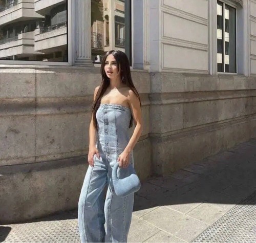 ZARA WOMAN TRF STRAPLESS DENIM JUMPSUIT BLUE 8197/059 SIZE MEDIUM - Picture 8 of 24