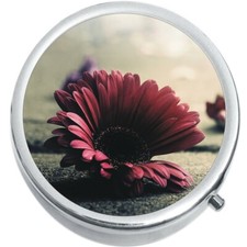 Pink Daisy Medicine Vitamin Compact Pill Box