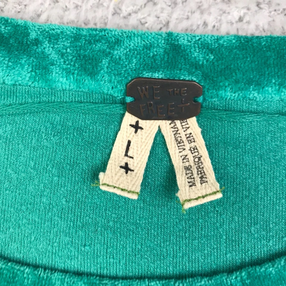 Sudadera de terciopelo aplastado Free People para mujer L suéter verde mar Foto 2 de 4