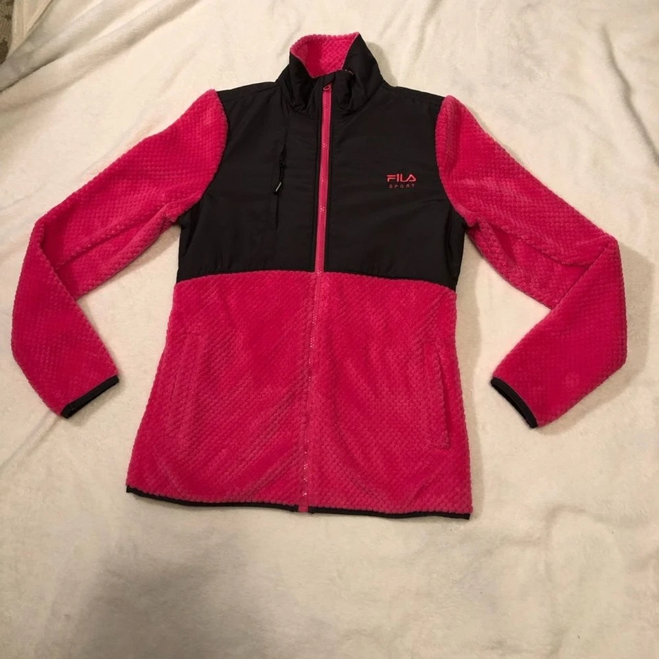 Chaqueta polar deportiva Fila, color dos tonos, rosa y gris, mujer talla XS Foto 2 de 4