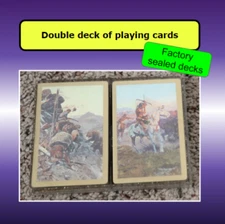 🟥 sealed DOUBLE Deck of 2 Playing Cards Native American Indian Warrior & Cowboy