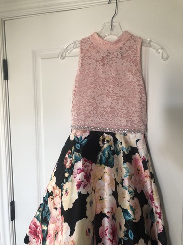 Speechless Girls Floral Pink Gown Dress Hi Lo Size 14 Easter Special Prom - Picture 3 of 10