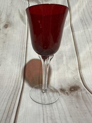 Wine Glasses Red With Clear Stem 7 Inches