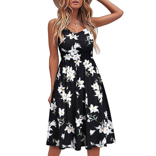Damen-Midikleid Mit Leopardenmuster Sommer-Böhmisches Strandurlaubskleid | - Picture 19 of 21