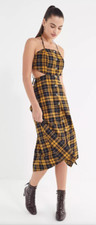 UO Urban Outfitters Halter Yellow Button-Down Tie Dress Size L NWT