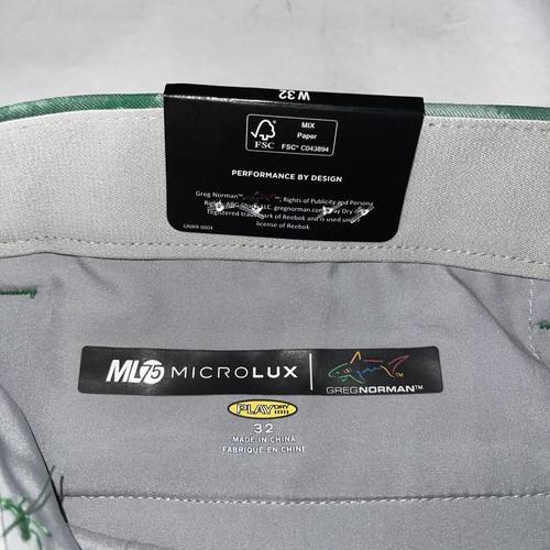 Pantalones cortos de golf Greg Norman ML75 Microlux Performance para hombre talla 32 verde juguetón camuflado - Imagen 10 de 11