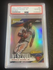2021 Topps Chrome #B1 Ronald Acuna Jr Beisbol PSA 10 Low Pop J