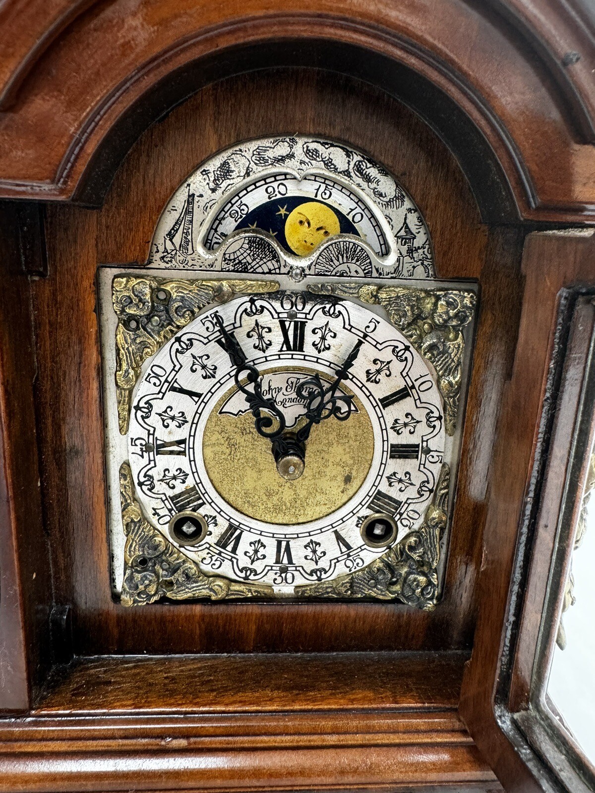 Beautiful Clock John Thomas London With Moon Phase 8 Day Factory 2fach