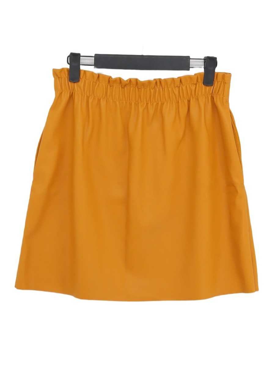 Zara Women's Mini Skirt M Yellow 100% Polyester Short Mini