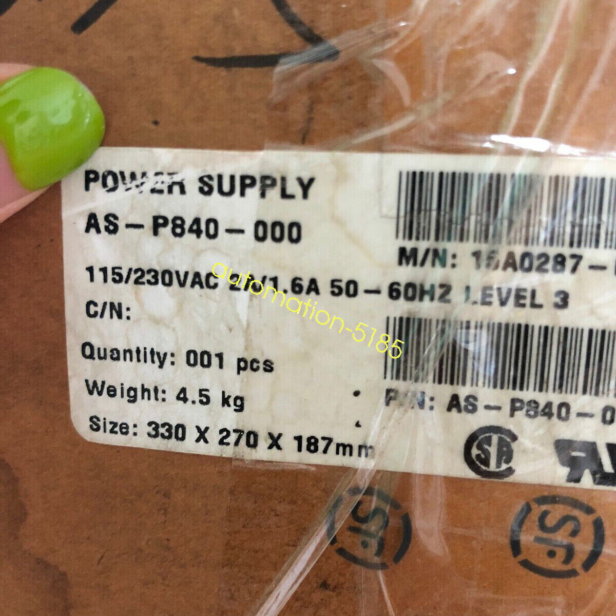 one New Automation AS-P840-000 110W Power Supply Fedex or DHL