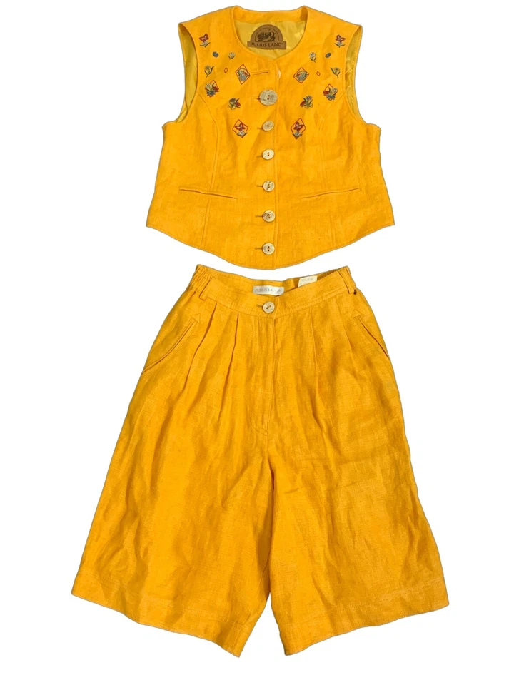 Julius lang винтажный горчичный желтый майка бермуды шорты комплект это 40 маленький