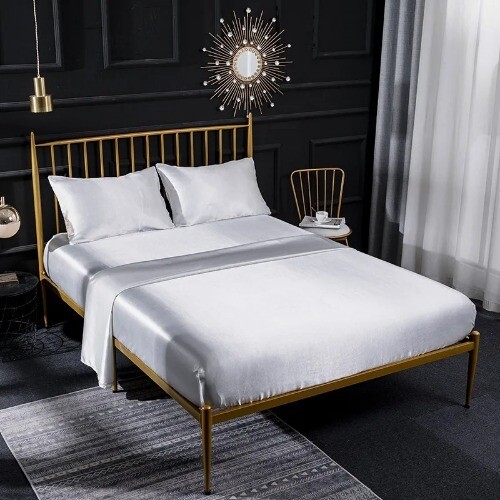 Luxury King Rayon Fitted Sheet 3/4 Pcs Sets Satin Double Fitted Bed Sheet Set - Picture 33 of 33