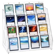 4 Tier Acrylic Trading Card Display Stand, 12" Riser Display Shelf for Magnet...