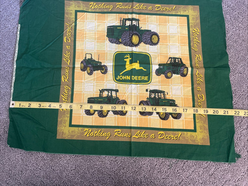 Cut & Sew Panel John Deere Tractor Nothing Runs Like A Deere Pillow Craft Quilt - Picture 8 of 10