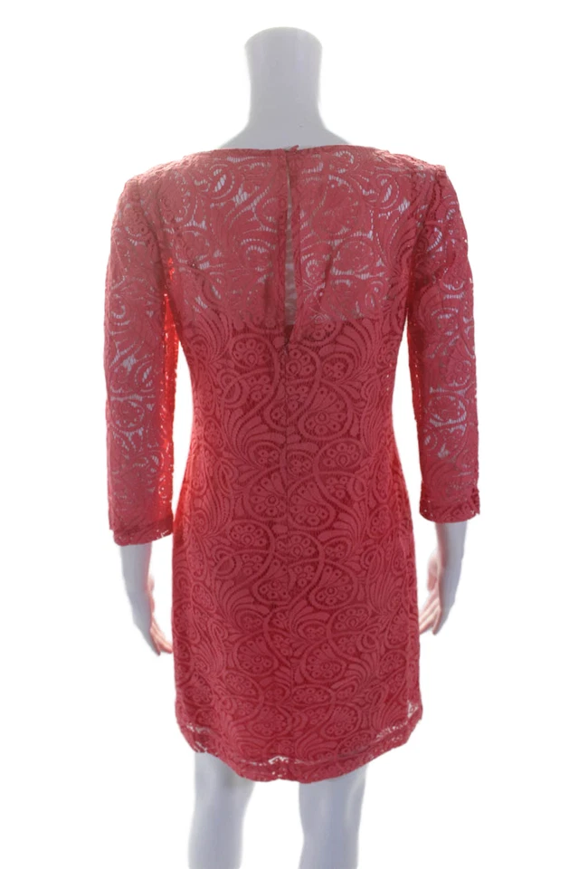 Mini Vestido Rosa Trina Turk Mujer Mezcla Algodón Cuello Redondo Manga Larga Talla 2 Foto 3 de 4