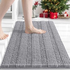 Chenille Striped Bathroom Rugs 24x16, Extra Thick and Absorbent Bath Mats, No...