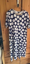 Marimekko X Uniqlo Navy & White Polka Dot Short Sleeve Jersey Midi Dress Med
