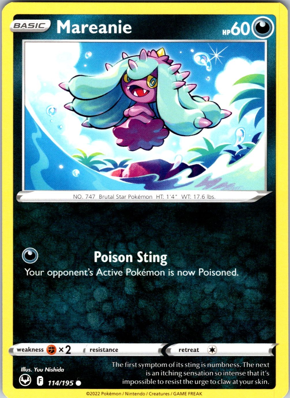 MAREANIE 114/195 COMMON SILVER TEMPEST POKEMON NEAR MINT