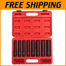 SAE Impact Socket Set, Dual Size Markings, 1/2" Drive