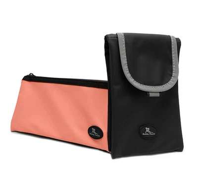 2 RUNNING BUDDY Pouches MAGNETIC WAIST PACKS Zippered CORAL / BLACK Great GIFTS