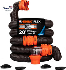 Rhinoflex 20-Ft RV Sewer Hose Kit - Features Clear Elbow Fitting W/Removable 4-I