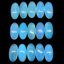 15 Pcs Natural Sky Blue Chalcedony 20x10mm Oval Cabochon Loose Gemstones Lot