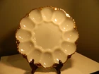 Vintage Anchor Hocking Fire King Milk Glass with Gold Trim Deviled Egg Plate