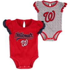 Girls Newborn Red/Heathered Gray Washington Nationals Scream & Shout Two-Pack