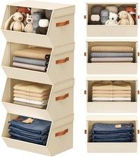 Stackable Closet Organizers and Storage Bins, Open Front Closet Shelf Organizer