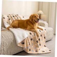 Waterproof Pet Blanket for Dogs and Cats, Soft Sherpa Medium 40x30 Beige-paw