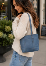 Coach Gallery 5187 Blue Leather Open Top Tote...